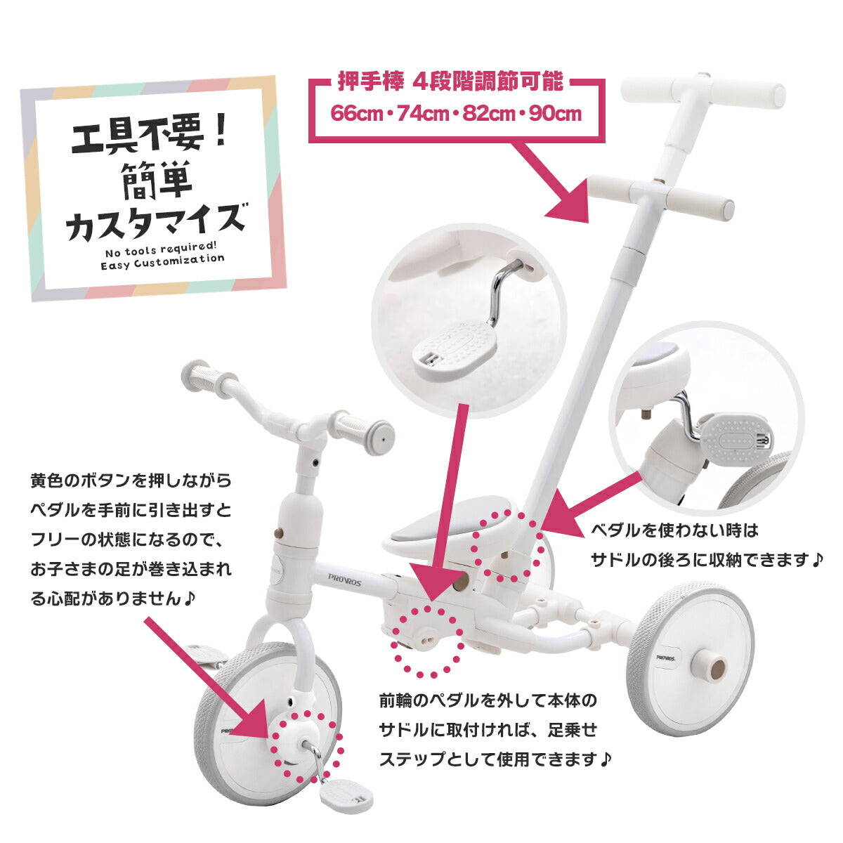 押手棒付き3Ways三輪車