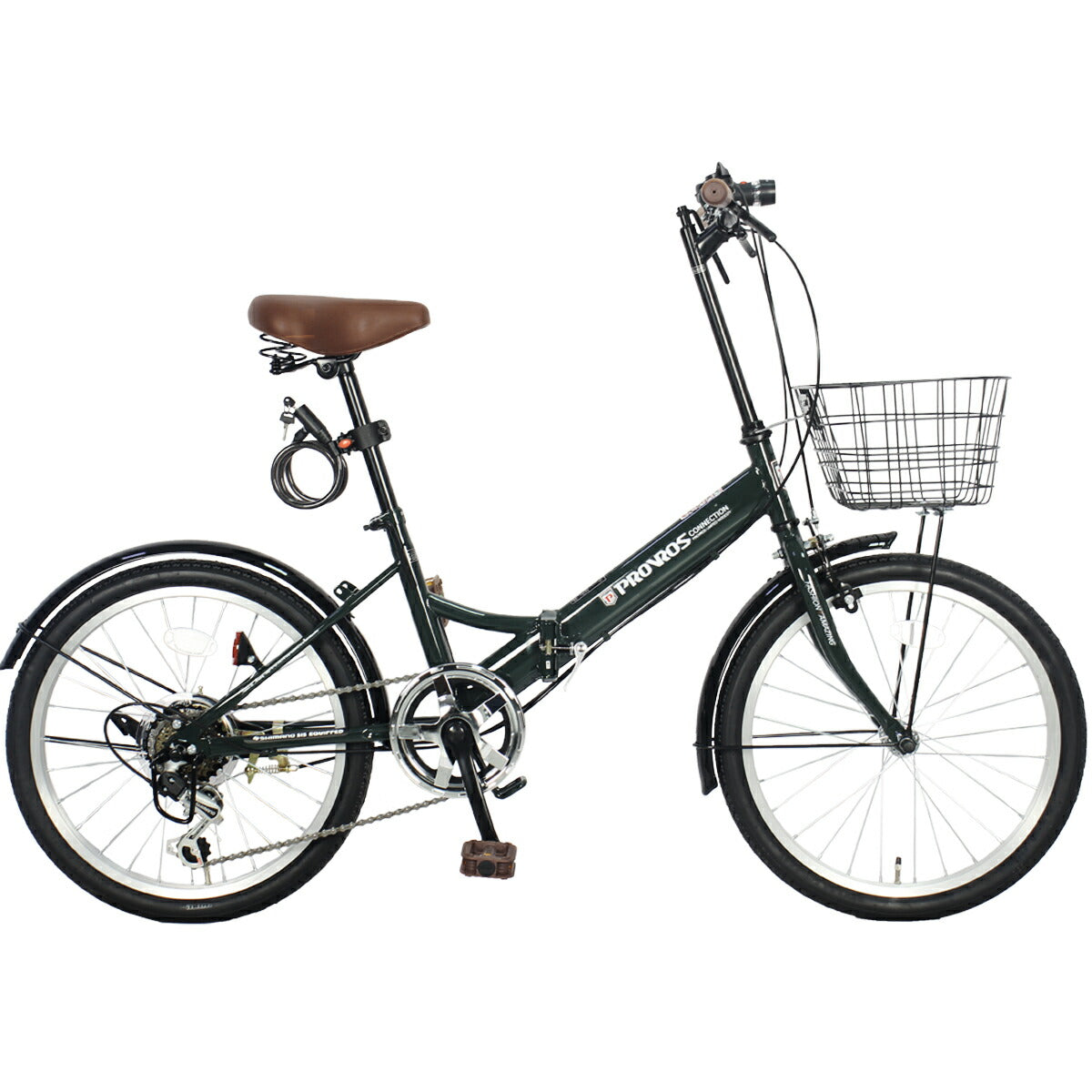 PROVROS プロブロス 折りたたみ自転車 P-206 20インチ 6段ギア 折りたたみ自転車 20インチ 自転車 軽量 安い カゴ付き ライト付