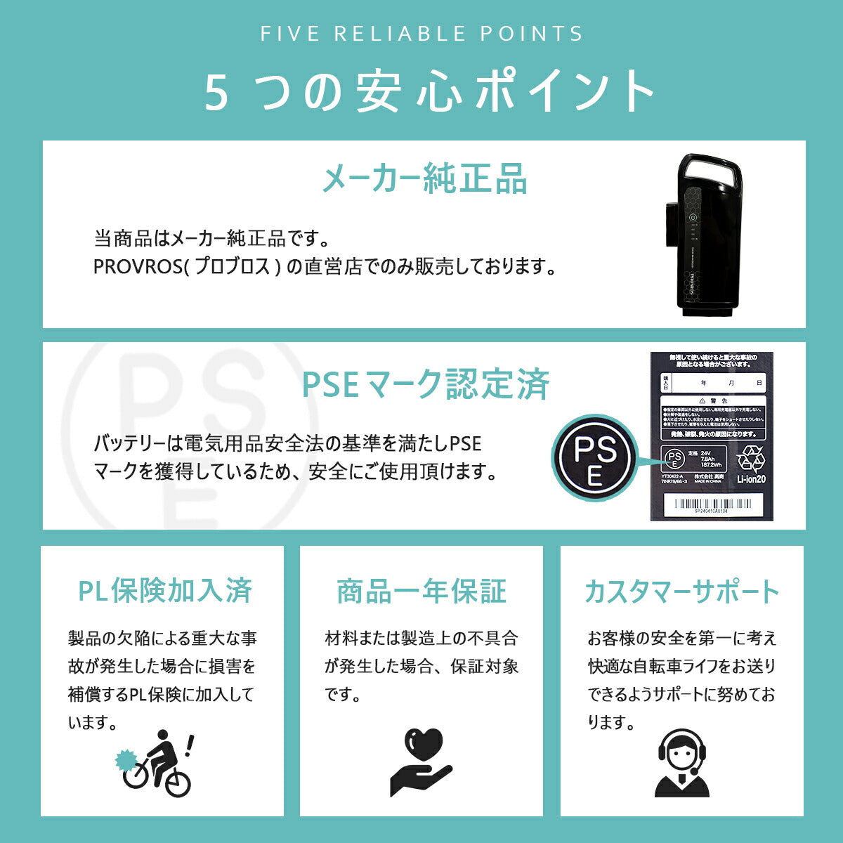 PROVROS電動アシスト自転車(7.8Ah/24V)用バッテリー PB-BA078