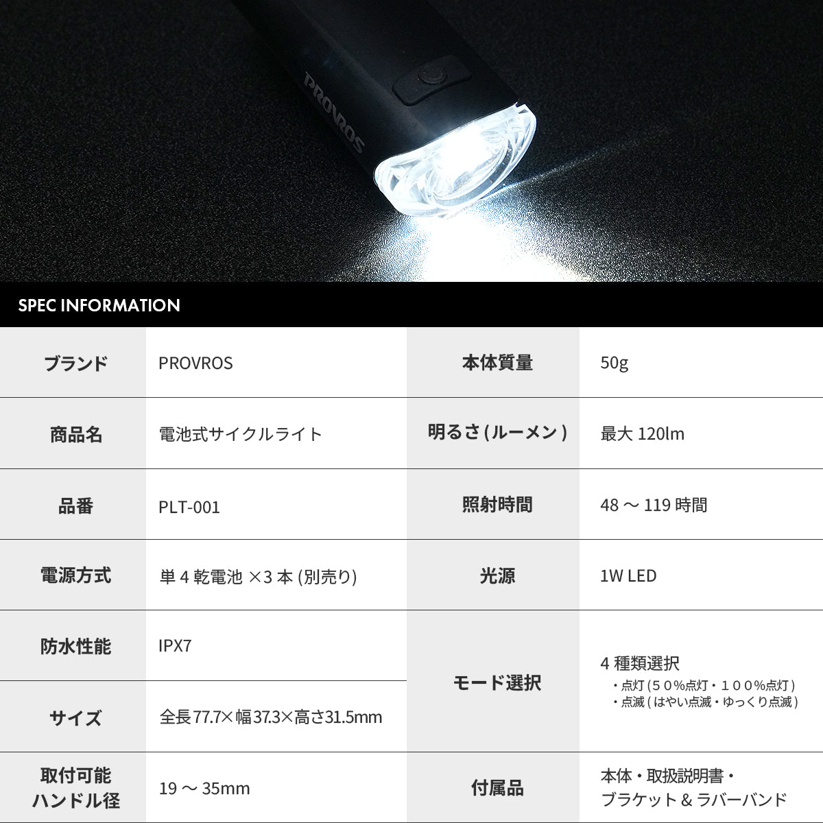 電池式サイクルライト PLT-001